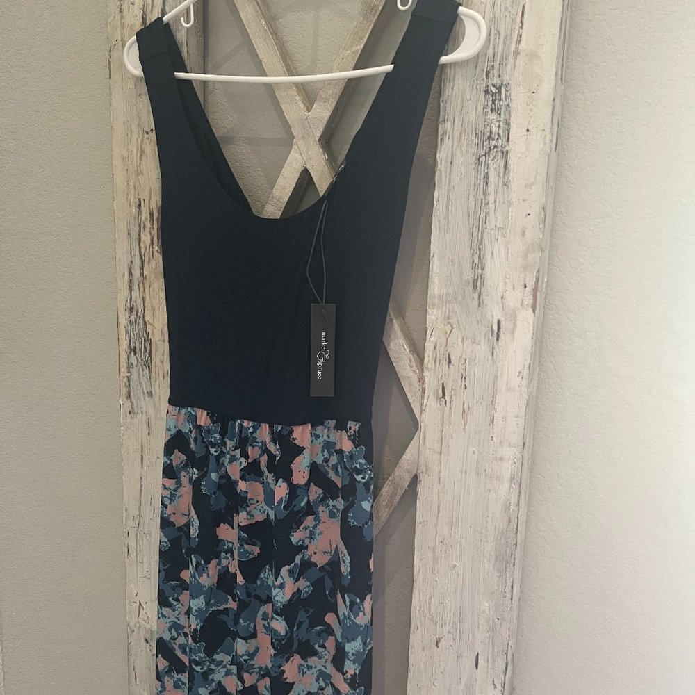 Market & Spruce Navy Cutout Maxi Dress
